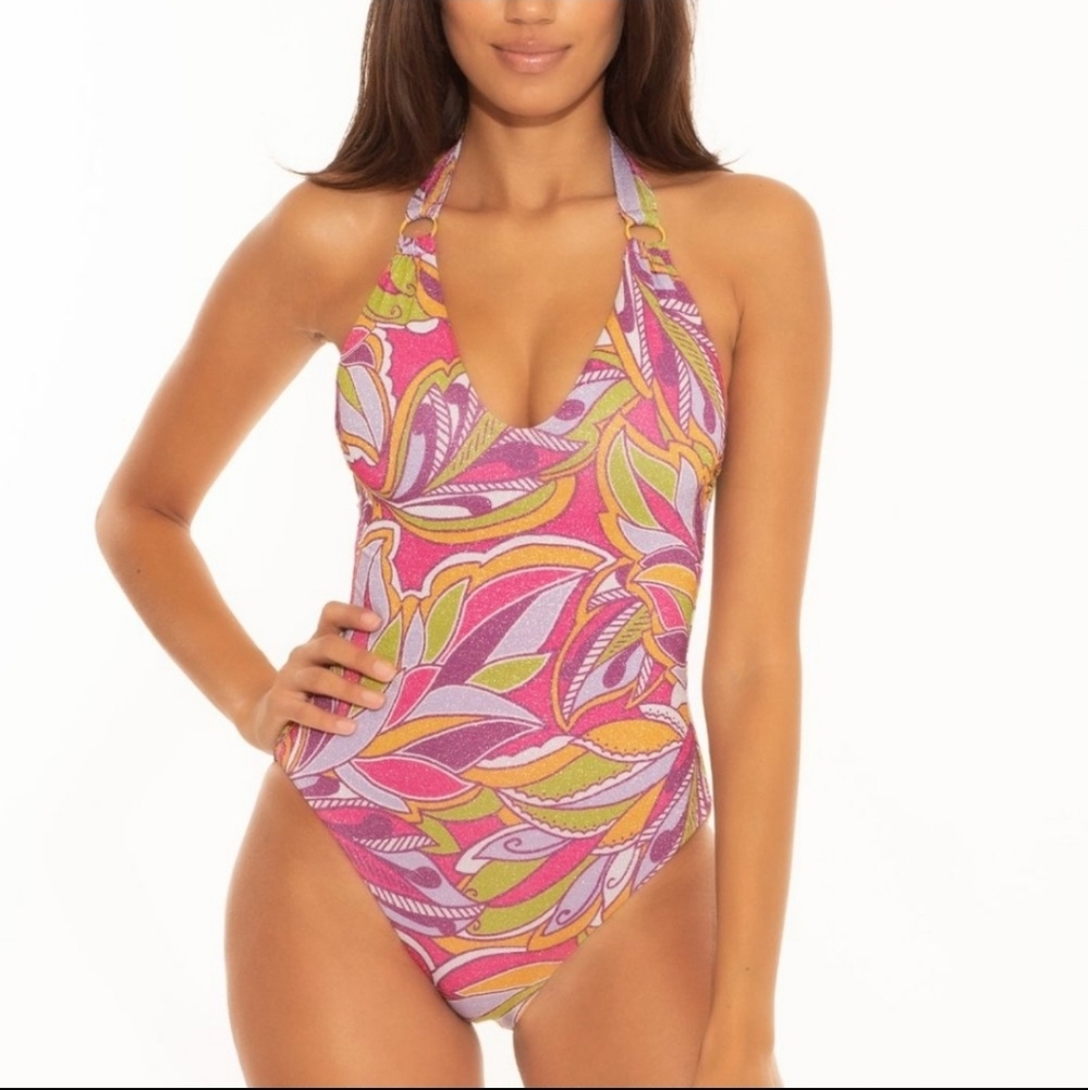 NWT Becca by Rebecca Virtue Psychedelica Nina Halter Swimsuit